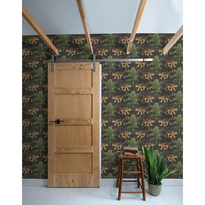 Tommy Bahama Tiger And Tree Peel And Stick Wallpaper Roll — Coal