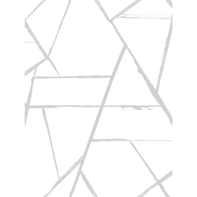 Geometric Non-Pasted Wallpaper Double Roll — Silver Metallic
