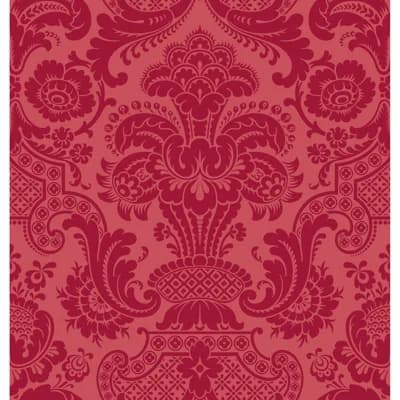 Carmen Damask Non-Pasted Wallpaper Roll — Red
