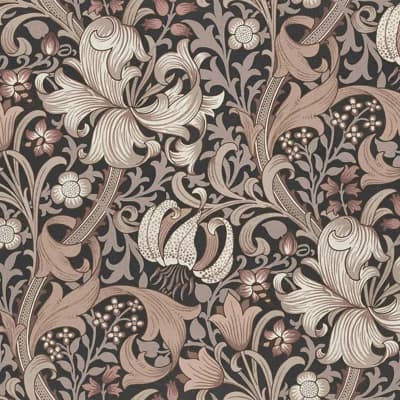 GOLDEN LILY Wallpaper - Black 9'10" - full height wallpaper — Black