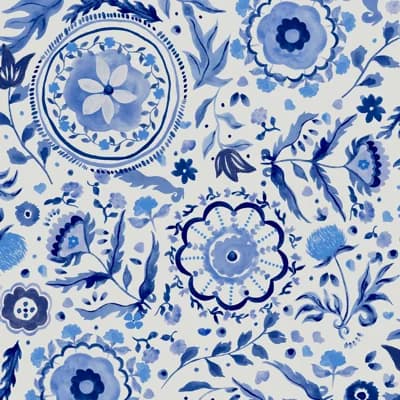 Joules Floral Non-Pasted Matte Wallpaper Double Roll — Blue