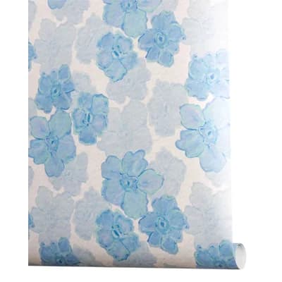 Trois Fleurs Luxury Matte Wallpaper — Blue