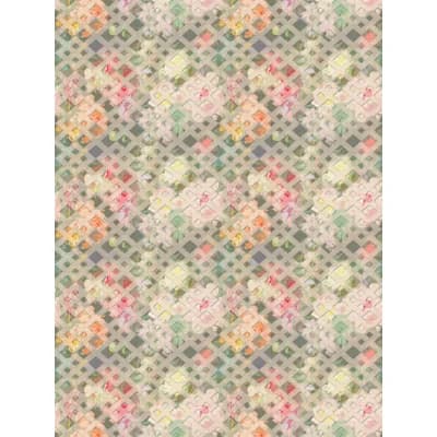 Regence Redux Floral and Geometric Grass Cloth Non-Pasted Metallic Wallpaper Roll — Pink
