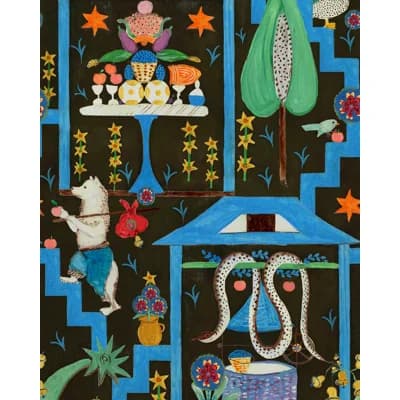 WONDERLAND Taupe Wallpaper — Blue,Green,Brown