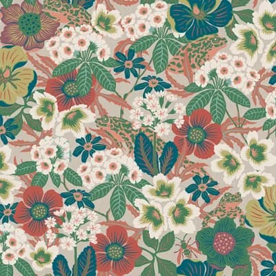 Boråstapeter Kvackstepp Wallpaper — Green,Red,White