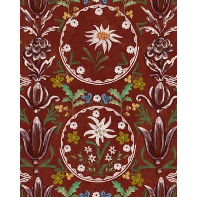 Tyrol Apres-Ski Floral Peel & Stick Matte Wallpaper Roll — Burgundy,Green,Red,Yellow