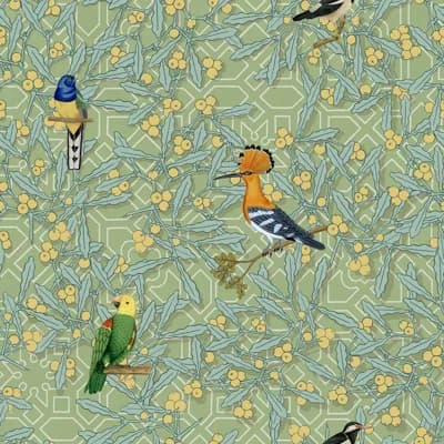 Yuki Osada Floral Non-Pasted Satin Wallpaper Double Roll — Light Green