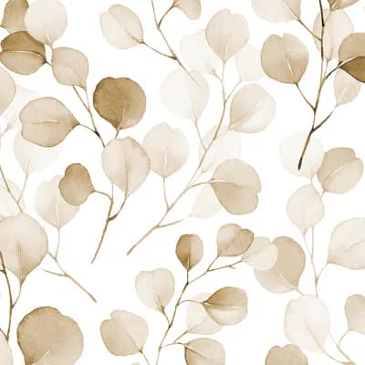 Flora Collection Eucalyptus Trailing Leaf Wallpaper Roll — Brown