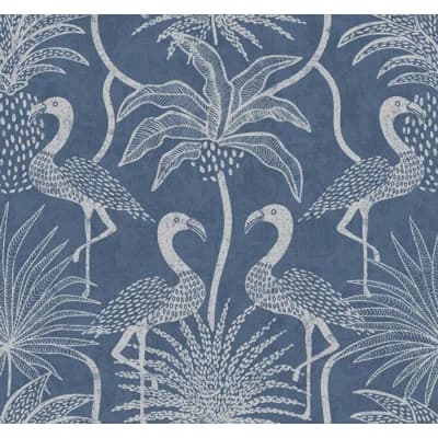 Biscayne Flamingo Beach Wallpaper — Navy