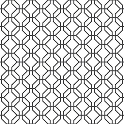 Secret Garden Octogonal Trellis Design 33' L x 21" W Wallpaper Roll — White,Black