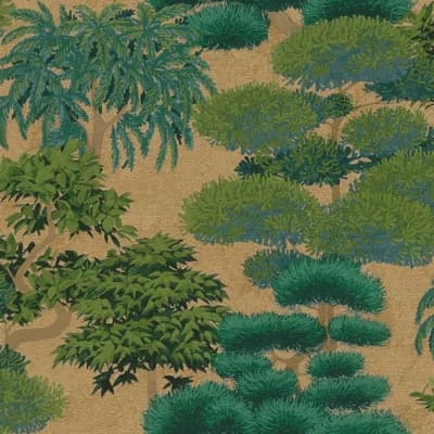Havana 2 Collection Tree Tops Wallpaper Roll — Gold,Green