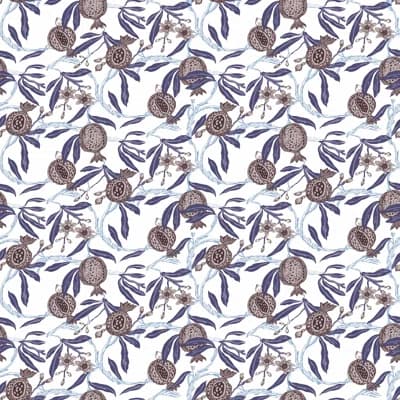 Granadas Floral Wallpaper Roll — Blancoberenjena