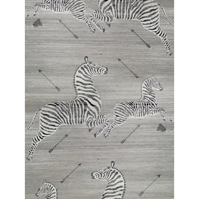 Zebras - Grasscloth — Metallic Silver