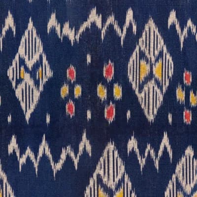 World of Fabrics Ikat Non-Pasted Matte Wallpaper Roll — Blue,Red,Yellow