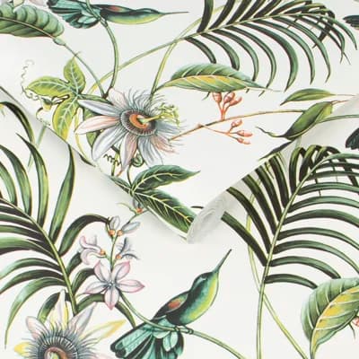 Adilah Floral Vinyl Non-Pasted Matte Wallpaper Roll — White