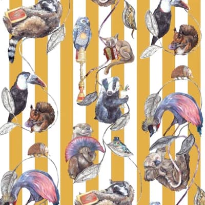 Hackney Empire 9.84' L x 70.8" W Wallpaper Roll — Yellow,White,Pink