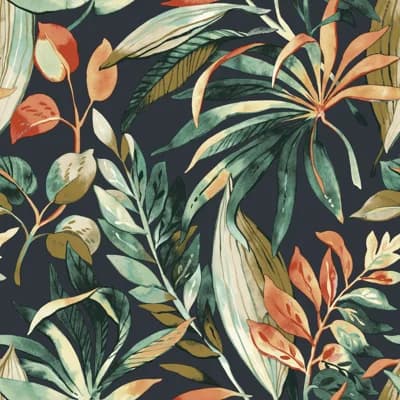 Karuna Collection All-Over Palm Leaf Wallpaper Roll — Orange