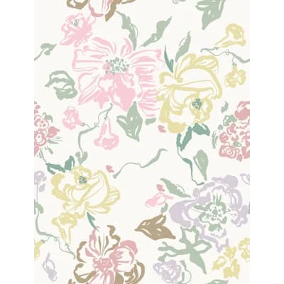 Shangrila 33' L x 20.5" W  Wallpaper Roll — White;Green;Yellow;Pink