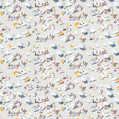 Gray Malin Sunbathers 10' L Wallpaper Roll — White;Orange;Purple