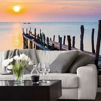 Global Fusion 8.12' L x 124" W 6-Panel Wall Mural — Brown,Blue