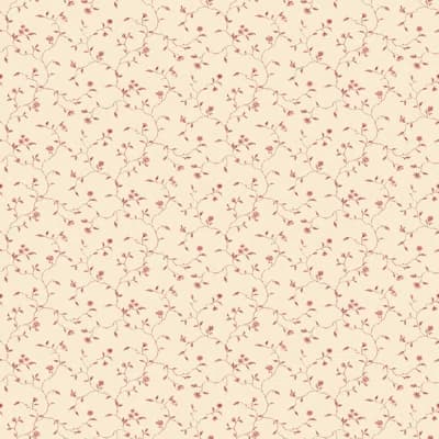 Miniatures 3 Collection Floral Spikey Trail Wallpaper Roll — Red,Beige