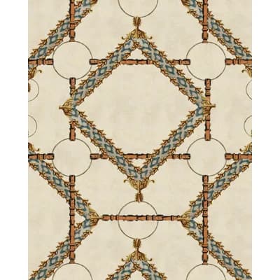The Derby Geometric Non-Pasted Satin and Matte Wallpaper Roll — Blue,Brown,Taupe,Yellow