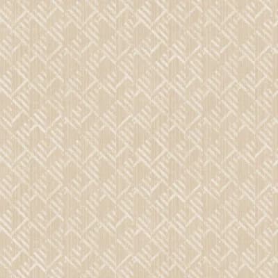 TexStyle Geometric Block Flock Design 33' L x 21" W Metallic/Satin Wallpaper Roll — Beige