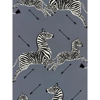 Zebras Non-Pasted Matte Wallpaper Roll by Scalamandré — Charcoal