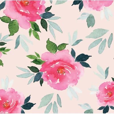 Simoney Peonies Floral Vinyl Non-Pasted Matte Wallpaper Roll by Jamie Graney — Blush,Pink