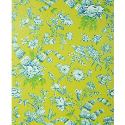 Floral 30' L x 27" W Wallpaper Roll — Aqua,Lime