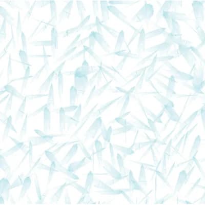 Painted Leaves Floral Fabric Peel & Stick Matte Wallpaper Roll by Jamie Graney — Island,Blue