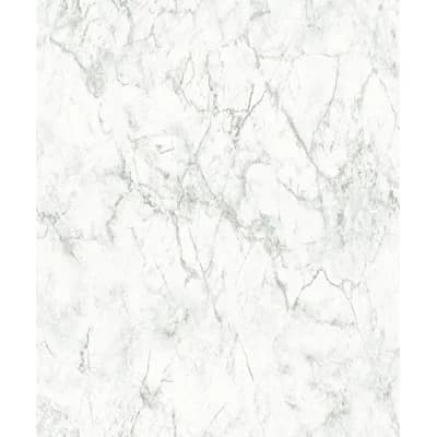 Bricks and More Collection Marble Stone Wallpaper Roll — White