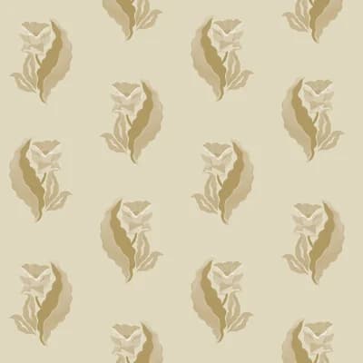 Morning Glory - Golden Botanical Wallpaper — Purpled Gray