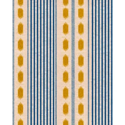 Transylvanian Rhapsody Striped Non-Pasted Matte Wallpaper Roll — Blue,Taupe,Yellow