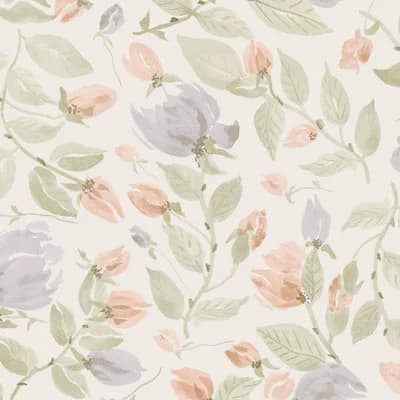 Laura Ashley Orisia Peony Pale Sage Green Wallpaper — Green
