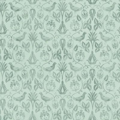 Yuki Osada Damask Non-Pasted Satin Wallpaper Double Roll — Green