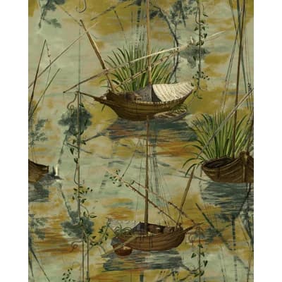 Satin and Matte Wallpaper Roll — Navy,Beige