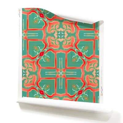 Mallorca | Contoured Tile Wallpaper Double Roll — Red;Pink;Teal