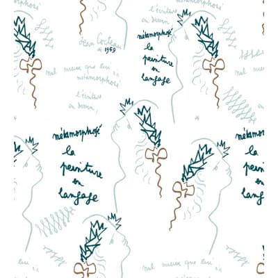 Ecriture Non-Pasted Matte Wallpaper Double Roll by Jean Cocteau — Ciel