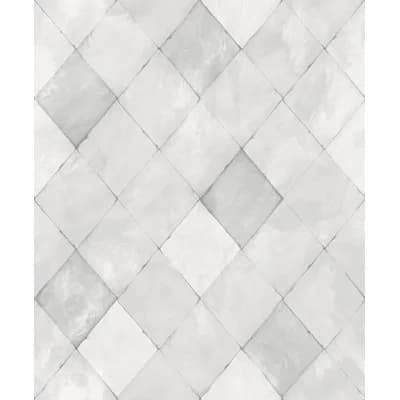 Kitchen Recipes Geometric Tile Effect 32.8' L x 21" W Wallpaper Roll — Gray,White