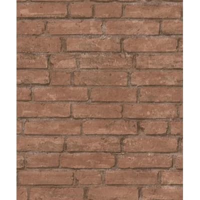Bricks and More Collection Red Clay Brick Wallpaper Roll — Red