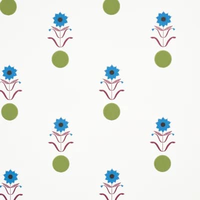 Schumacher x Peg Norriss Forget Me Dots Wallpaper — Blue