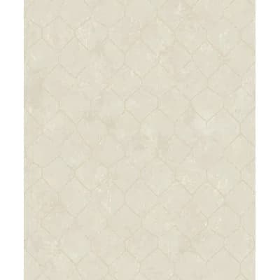 Rauta Geometric Non-Pasted Metallic Wallpaper Roll — White