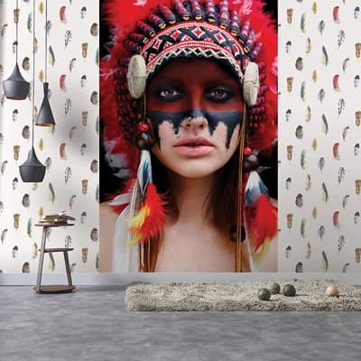 Global Fusion 8.12' L x 62" W 3-Panel Wall Mural — Red,Black