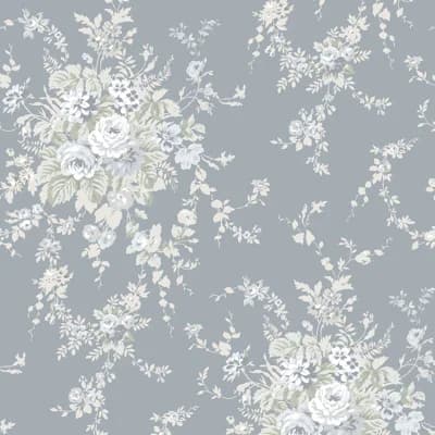 Rachel Ashwell Garden Floral Slate Grey Wallpaper — Pink
