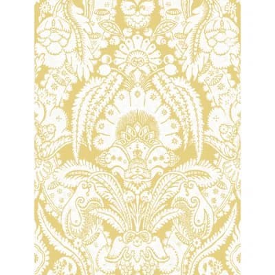 Chatterton Damask Non-Pasted Wallpaper Roll — French Yellow,Ivory