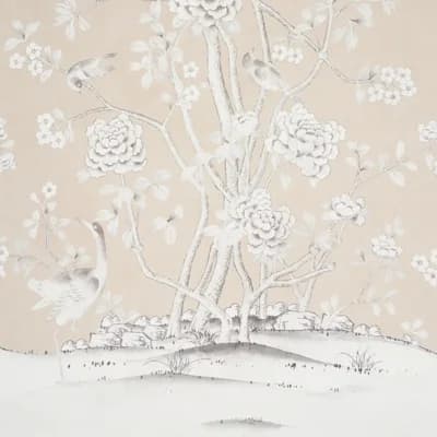Schumacher x Mary McDonald Chinois Palais Vinyl Panel — Stone