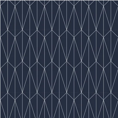 Long Lines 10' L x 25" W Wallpaper Tile — Navy,White