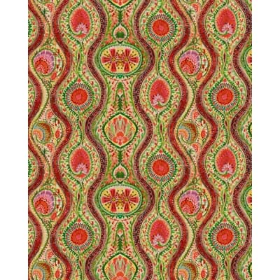 Woodstock Lifestyle Paisley Peel & Stick Satin and Matte Wallpaper Roll — Blue,Green,Pink,Red