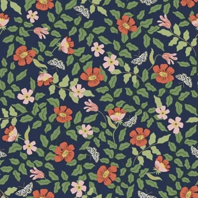 Primrose 20' L x 20.5" W Peel and Stick Wallpaper Roll — Rose,Navy
